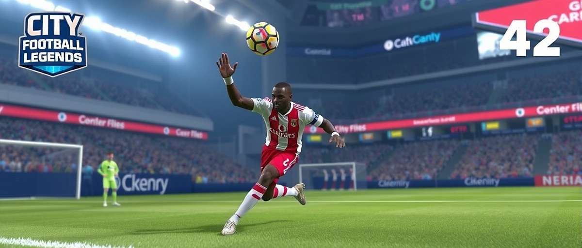 City Football Legends gameplay showing a player performing a skill move during a match